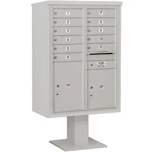 SALSBURY INDUSTRIES 3412D-11GRY Pedestal Mailbox 13 Doors Gray 59-3/4 Inch | AG3MNV 33MC36