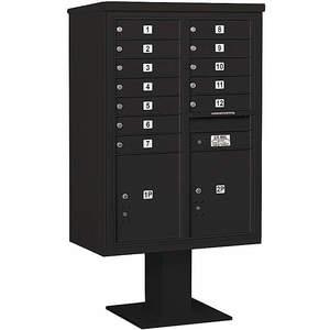 SALSBURY INDUSTRIES 3412D-12BLK Pedestal Mailbox 14 Doors Black 59-3/4 Inch | AG3MPC 33MC43