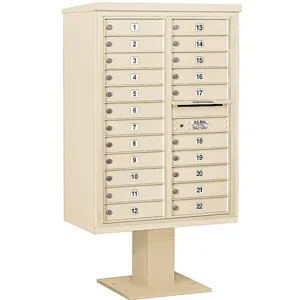 SALSBURY INDUSTRIES 3412D-22SAN Pedestal Mailbox 22 Doors Sand 59-3/4 Inch | AG3MUM 33MD50