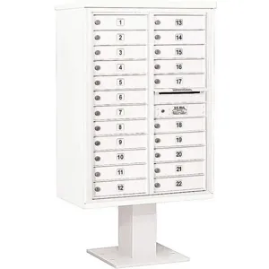 SALSBURY INDUSTRIES 3412D-22WHT Pedestal Mailbox 22 Doors White 59-3/4 Inch | AG3MUN 33MD51