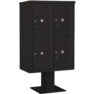 SALSBURY INDUSTRIES 3412D-4PBLK Pedestal Mailbox 4 Doors Black 59-3/4 Inch | AG3MDX 33LZ44