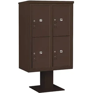 SALSBURY INDUSTRIES 3412D-4PBRZ Pedestal Mailbox 4 Doors Bronze 59-3/4 Inch | AG3MDY 33LZ45