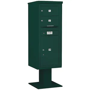 SALSBURY INDUSTRIES 3412S-02GRN Pedestal Mailbox 3 Doors Green 59-3/4 Inch | AG3KVL 33LP90