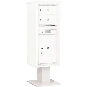 SALSBURY INDUSTRIES 3412S-02WHT Pedestal Mailbox 3 Doors White 59-3/4 Inch | AG3KVP 33LP93