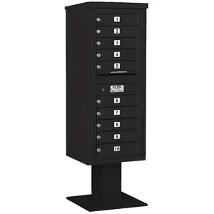 SALSBURY INDUSTRIES 3412S-10BLK Pedestal Mailbox 10 Doors Black 59-3/4 Inch | AG3LJN 33LV10