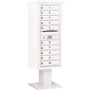 SALSBURY INDUSTRIES 3412S-10WHT Pedestal Mailbox 10 Doors White 59-3/4 Inch | AG3LJU 33LV15