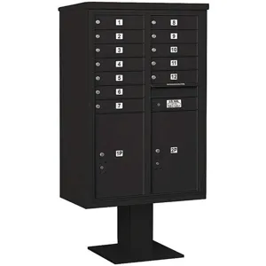 SALSBURY INDUSTRIES 3413D-12BLK Pedestal Mailbox 14 Doors Black 63-1/4 Inch | AG3MQZ 33MC87