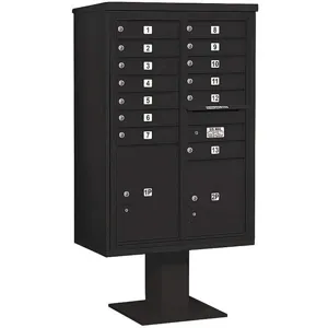 SALSBURY INDUSTRIES 3413D-13BLK Pedestal Mailbox 15 Doors Black 63-1/4 Inch | AG3MRV 33MD11