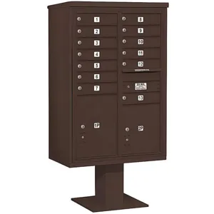 SALSBURY INDUSTRIES 3413D-13BRZ Pedestal Mailbox 15 Door Bronze 63-1/4 Inch | AG3MRW 33MD12