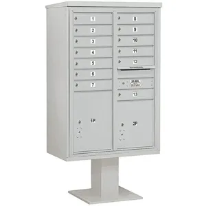 SALSBURY INDUSTRIES 3413D-13GRY Pedestal Mailbox 15 Doors Gray 63-1/4 Inch | AG3MRY 33MD14