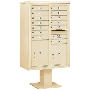 SALSBURY INDUSTRIES 3413D-13SAN Pedestal Mailbox 15 Doors Sand 63-1/4 Inch | AG3MRZ 33MD15