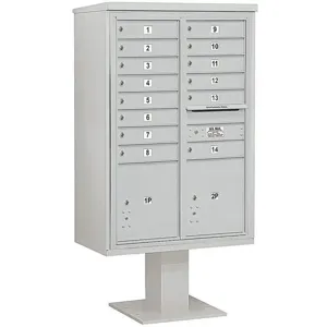 SALSBURY INDUSTRIES 3413D-14GRY Pedestal Mailbox 16 Doors Gray 63-1/4 Inch | AG3MTK 33MD25