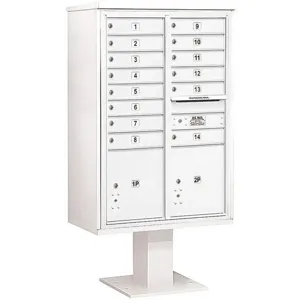 SALSBURY INDUSTRIES 3413D-14WHT Pedestal Mailbox 16 Doors White 63-1/4 Inch | AG3MTM 33MD27