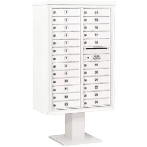 SALSBURY INDUSTRIES 3413D-24WHT Pedestal Mailbox 24 Doors White 63-1/4 Inch | AG3MVL 33MD80