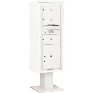 SALSBURY INDUSTRIES 3413S-03WHT Pedestal Mailbox 4 Doors White 63-1/4 Inch | AG3LBQ 33LT39