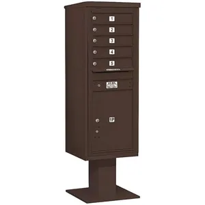 SALSBURY INDUSTRIES 3413S-05BRZ Pedestal Mailbox 6 Doors Bronze 63-1/4 Inch | AG3LGJ 33LU54