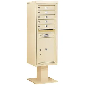 SALSBURY INDUSTRIES 3413S-05SAN Pedestal Mailbox 6 Doors Sand 63-1/4 Inch | AG3LGM 33LU57