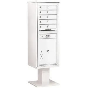 SALSBURY INDUSTRIES 3413S-05WHT Pedestal Mailbox 6 Doors White 63-1/4 Inch | AG3LGN 33LU58