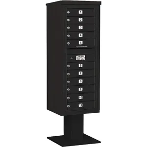 SALSBURY INDUSTRIES 3413S-11BLK Pedestal Mailbox 11 Doors Black 63-1/4 Inch | AG3LRN 33LW77