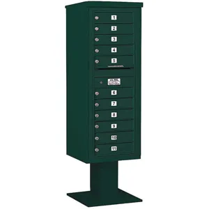 SALSBURY INDUSTRIES 3413S-11GRN Pedestal Mailbox 11 Doors Green 63-1/4 Inch | AG3LRQ 33LW79