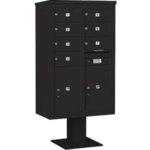 SALSBURY INDUSTRIES 3414D-07BLK Pedestal Mailbox 9 Doors Black 66-3/4 Inch | AG3MPW 33MC60