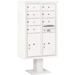 SALSBURY INDUSTRIES 3414D-07WHT Pedestal Mailbox 9 Doors White 66-3/4 Inch | AG3MQB 33MC65