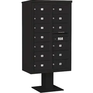 SALSBURY INDUSTRIES 3414D-13BLK Pedestal Mailbox 13 Doors Black 66-3/4 Inch | AG3MRH 33MC99