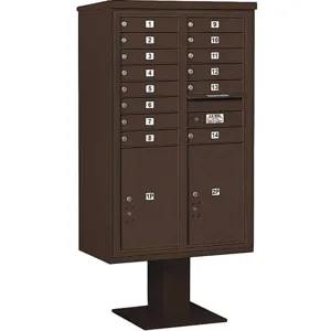 SALSBURY INDUSTRIES 3414D-14BRZ Pedestal Mailbox 16 Door Bronze 66-3/4 Inch | AG3MGY 33MD58