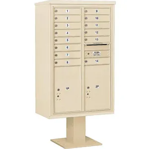 SALSBURY INDUSTRIES 3414D-14SAN Pedestal Mailbox 16 Doors Sand 66-3/4 Inch | AG3MHB 33MD61