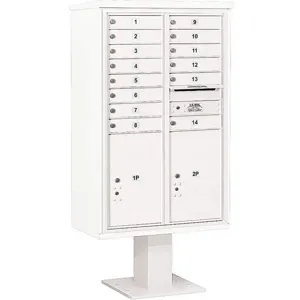 SALSBURY INDUSTRIES 3414D-14WHT Pedestal Mailbox 16 Doors White 66-3/4 Inch | AG3MHC 33MD62