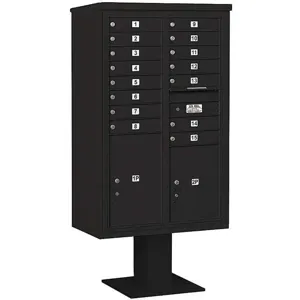 SALSBURY INDUSTRIES 3414D-15BLK Pedestal Mailbox 17 Doors Black 66-3/4 Inch | AG3MHD 33MD63