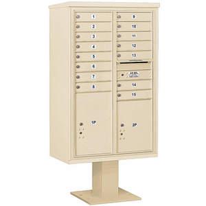 SALSBURY INDUSTRIES 3414D-15SAN Pedestal Mailbox 17 Doors Sand 66-3/4 Inch | AG3MUX 33MD67