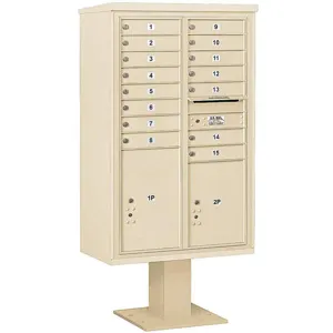 SALSBURY INDUSTRIES 3414D-15SAN Pedestal Mailbox 17 Doors Sand 66-3/4 Inch | AG3MUX 33MD67