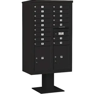 SALSBURY INDUSTRIES 3414D-16BLK Pedestal Mailbox 18 Doors Black 66-3/4 Inch | AG3MUZ 33MD69