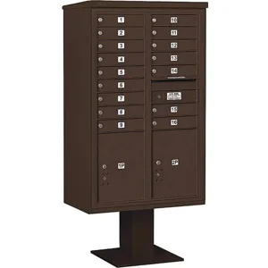 SALSBURY INDUSTRIES 3414D-16BRZ Pedestal Mailbox 18 Door Bronze 66-3/4 Inch | AG3MVA 33MD70