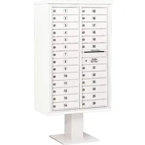 SALSBURY INDUSTRIES 3414D-26WHT Pedestal Mailbox 26 Doors White 66-3/4 Inch | AG3MWT 33ME11