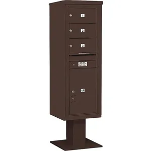 SALSBURY INDUSTRIES 3414S-03BRZ Pedestal Mailbox 4 Doors Bronze 66-3/4 Inch | AG3LDG 33LT81