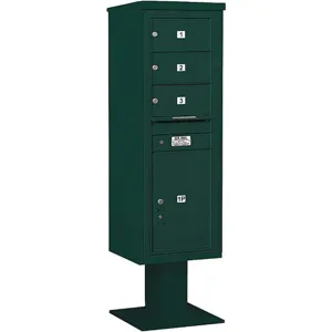 SALSBURY INDUSTRIES 3414S-03GRN Pedestal Mailbox 4 Doors Green 66-3/4 Inch | AG3LDH 33LT82