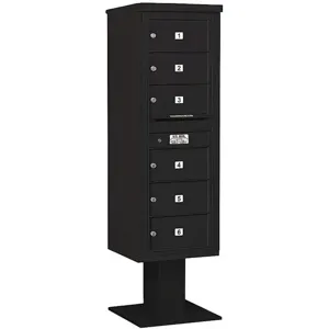 SALSBURY INDUSTRIES 3414S-06BLK Pedestal Mailbox 6 Doors Black 66-3/4 Inch | AG3LGU 33LU63