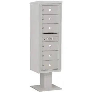 SALSBURY INDUSTRIES 3414S-06GRY Pedestal Mailbox 6 Doors Gray 66-3/4 Inch | AG3LGX 33LU66