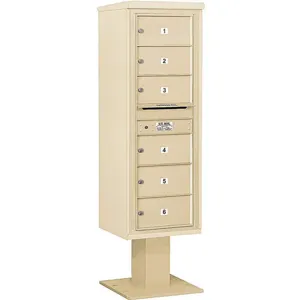 SALSBURY INDUSTRIES 3414S-06SAN Pedestal Mailbox 6 Doors Sand 66-3/4 Inch | AG3LGY 33LU67