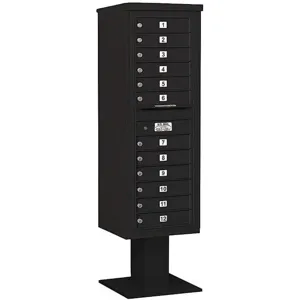 SALSBURY INDUSTRIES 3414S-12BLK Pedestal Mailbox 12 Doors Black 66-3/4 Inch | AG3LXC 33LX80