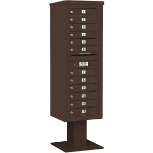 SALSBURY INDUSTRIES 3414S-12BRZ Pedestal Mailbox 12 Door Bronze 66-3/4 Inch | AG3LXD 33LX81