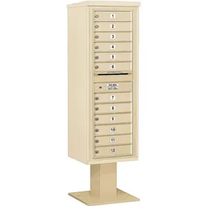 SALSBURY INDUSTRIES 3414S-12SAN Pedestal Mailbox 12 Doors Sand 66-3/4 Inch | AG3LXG 33LX84