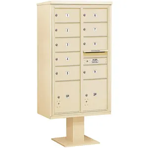 SALSBURY INDUSTRIES 3415D-09SAN Pedestal Mailbox 11 Doors Sand 70-1/4 Inch | AG3MTT 33MD32