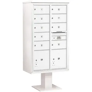 SALSBURY INDUSTRIES 3415D-09WHT Pedestal Mailbox 11 Doors White 70-1/4 Inch | AG3MTU 33MD33