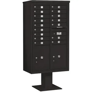 SALSBURY INDUSTRIES 3415D-16BLK Pedestal Mailbox 18 Doors Black 70-1/4 Inch | AG3MVM 33MD81