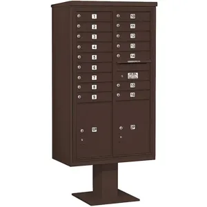 SALSBURY INDUSTRIES 3415D-16BRZ Pedestal Mailbox 18 Door Bronze 70-1/4 Inch | AG3MVN 33MD82