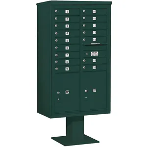 SALSBURY INDUSTRIES 3415D-16GRN Pedestal Mailbox 18 Doors Green 70-1/4 Inch | AG3MVP 33MD83