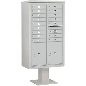 SALSBURY INDUSTRIES 3415D-16GRY Pedestal Mailbox 18 Doors Gray 70-1/4 Inch | AG3MVQ 33MD84